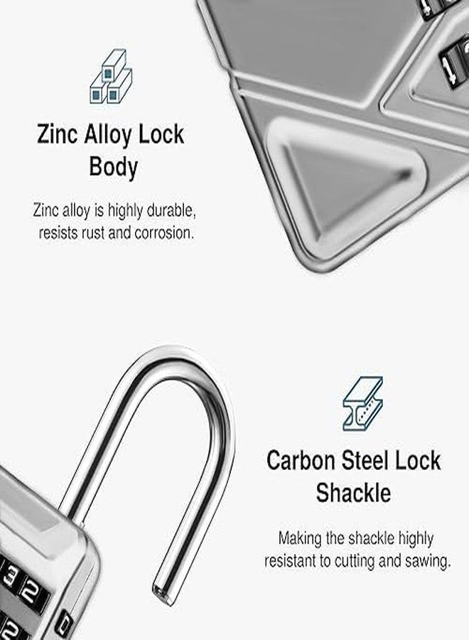 SOLDTRUE 2-in-1 Padlock with Key & 4-Digit Combination | Heavy Duty Metal Security Lock with Resettable Code Wheel | Dual Unlock Lock for Gym Locker, Luggage, Storage & Travel (Silver) - Image 4